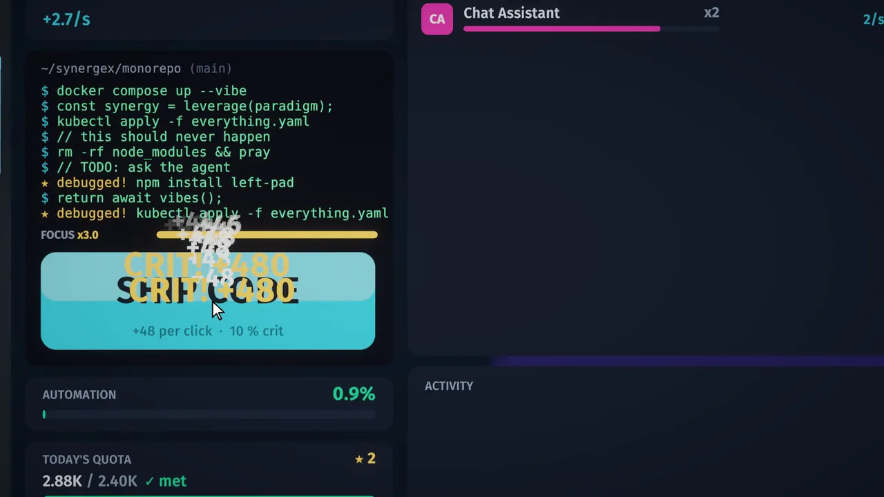 Clicking SHIP CODE with Focus at x3 and floating credit numbers.