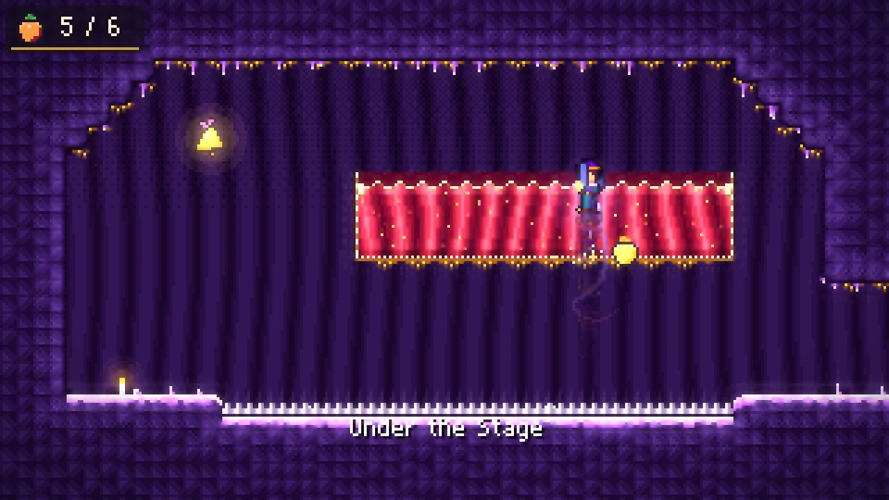 Mira glides through red velvet curtains on the Hollow Stage, a dream theatre inside the mountain.