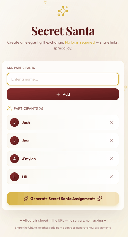 Secret Santa Pair app screenshot